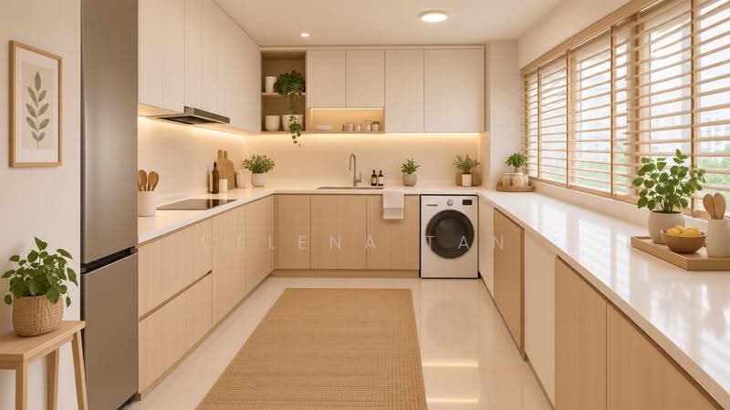 654B Jurong West Street 61, 654B Jurong West Street 61, Boon Lay / Jurong / Tuas, 3 Bedrooms, 1,184 sqft, HDB Flat For Sale, by Celena Tan, 500264555 - Kitchen AI-staged - PropertyGuru.com.sg