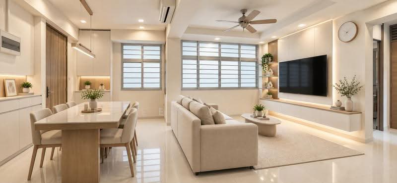 434 Hougang Avenue 8, 434 Hougang Avenue 8, Hougang / Punggol / Sengkang, 3 Bedrooms, 1,109 sqft, HDB Flat For Sale, by Eileen Leong, 500265245 - Living Room (Design with AI Perspective) - PropertyGuru.com.sg