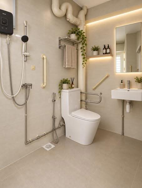 434 Hougang Avenue 8, 434 Hougang Avenue 8, Hougang / Punggol / Sengkang, 3 Bedrooms, 1,109 sqft, HDB Flat For Sale, by Eileen Leong, 500265245 - Bathroom (Design with AI Perspective) - PropertyGuru.com.sg