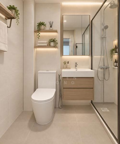 434 Hougang Avenue 8, 434 Hougang Avenue 8, Hougang / Punggol / Sengkang, 3 Bedrooms, 1,109 sqft, HDB Flat For Sale, by Eileen Leong, 500265245 - Master Bath (Design with AI Perspective) - PropertyGuru.com.sg