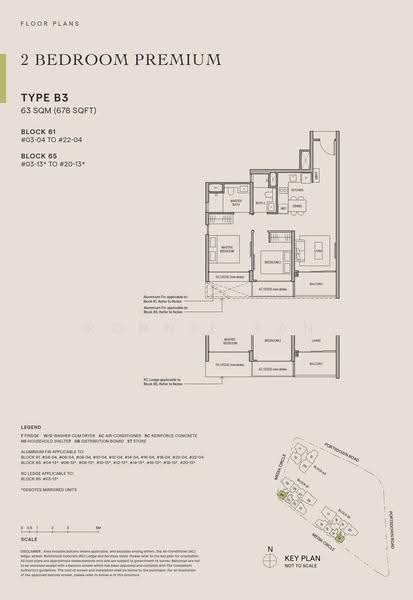 Bloomsbury Residences, 61 Media Circle, Buona Vista / West Coast / Clementi New Town, 2 Bedrooms, 678 sqft, Apartment For Sale, by Ronnie Tan, 500265436 - Floor Plan - Type B3 (2 Bedroom Premium) - PropertyGuru.com.sg