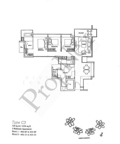 One Amber, East Coast / Marine Parade, 3 Bedrooms, 1,335 sqft, Condominium For Rent, by Vivien Cao (Cao Dandan), 500268874 - PropertyGuru.com.sg