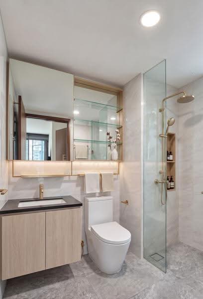 Normanton Park, 51 Normanton Park, Buona Vista / West Coast / Clementi New Town, 3 Bedrooms, 829 sqft, Condominium For Sale, by Eileen Leong, 500271987 - Master Toilet - AI: Perspective Design - PropertyGuru.com.sg