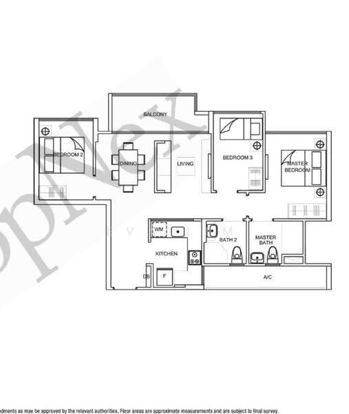 La Fiesta, 72 Sengkang Square, Hougang / Punggol / Sengkang, 3 Bedrooms, 840 sqft, Condominium For Rent, by Eva Lim, 500272218 - PropertyGuru.com.sg