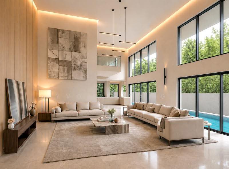 TOP SOON! Over 7100sqft Best Value Brand New Semi-D, Tanglin / Holland / Bukit Timah, 5 Bedrooms, 7,133 sqft, Semi-Detached House For Sale, by Yvonne Tang, 500272933 - Grand Double Volume Living Room - PropertyGuru.com.sg