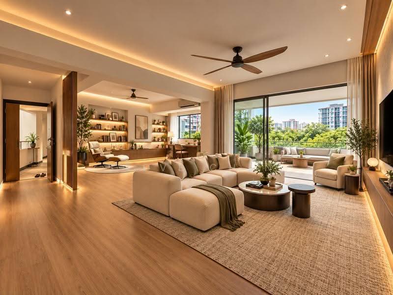 Pandan Valley, 4 Pandan Valley, Clementi Park / Upper Bukit Timah, 4 Bedrooms, 2,186 sqft, Condominium For Sale, by Steve Chen, 500273260 - Living Room (AI Reno Visualization) - PropertyGuru.com.sg