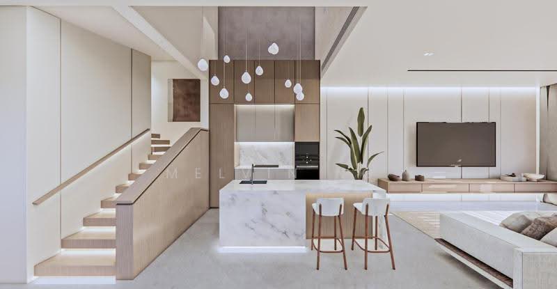 Brand New Landed Home by Renowned Landed Developer, NO West Sun | Lift | 5 Rooms ensuite | 2 Cars, Bedok / Upper East Coast, 5 Bedrooms, 5,410 sqft, Terraced House For Sale, by Melvin Ng, 500273483 - Kitchen - PropertyGuru.com.sg