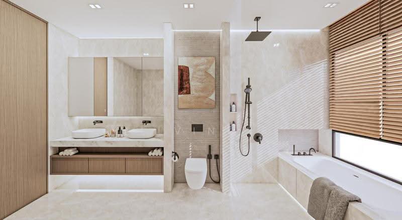 Brand New Landed Home by Renowned Landed Developer, NO West Sun | Lift | 5 Rooms ensuite | 2 Cars, Bedok / Upper East Coast, 5 Bedrooms, 5,410 sqft, Terraced House For Sale, by Melvin Ng, 500273483 - Bathroom - PropertyGuru.com.sg