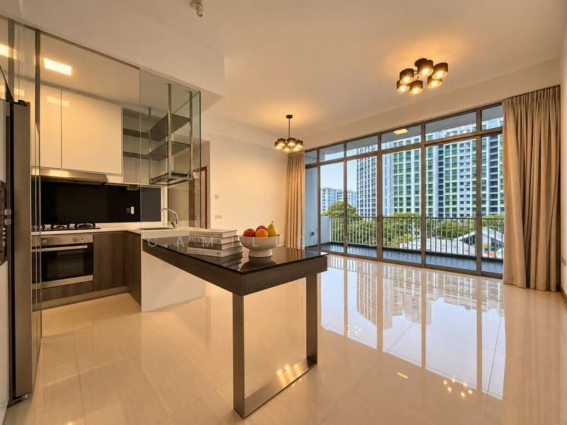 Woodhaven, 71 Woodgrove Avenue, Admiralty / Woodlands, 3 Bedrooms, 1,119 sqft, Condominium For Sale, by Camille Tee, 500276481 - Full Living Room & Kitchen - PropertyGuru.com.sg
