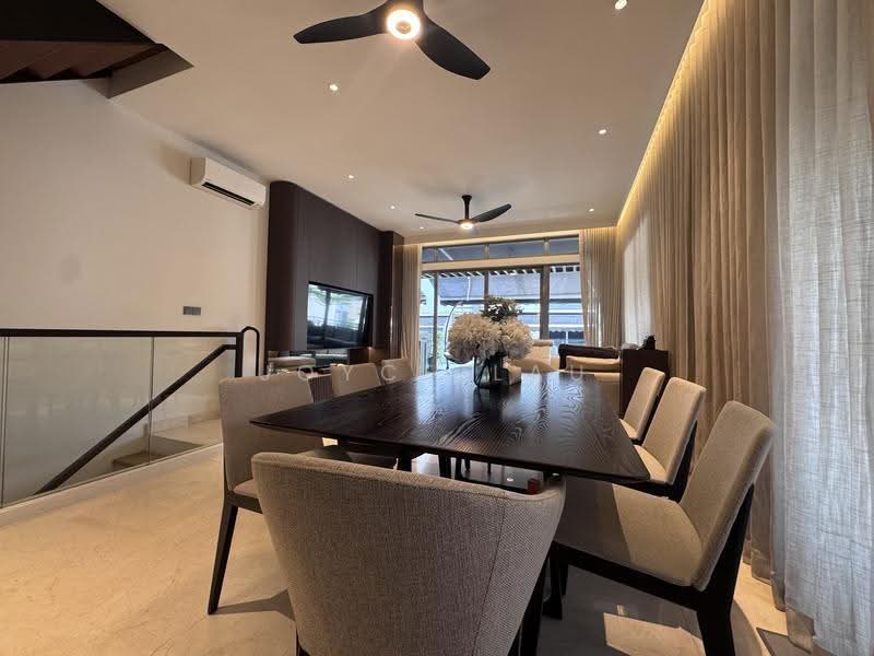 Estrivillas, Jalan Lim Tai See, Tanglin / Holland / Bukit Timah, 5 Bedrooms, 5,460 sqft, Cluster House For Sale, by Joyce Lau, 500277723 - Dining looking out to Living - PropertyGuru.com.sg