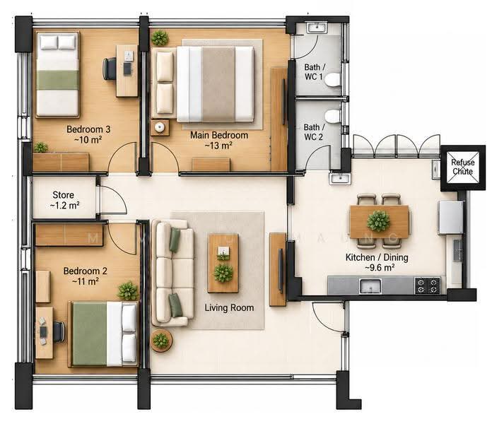 180 Bishan Street 13, 180 Bishan Street 13, Ang Mo Kio / Bishan / Thomson, 3 Bedrooms, 904 sqft, HDB Flat For Sale, by Maverick Maung, 500277955 - PropertyGuru.com.sg
