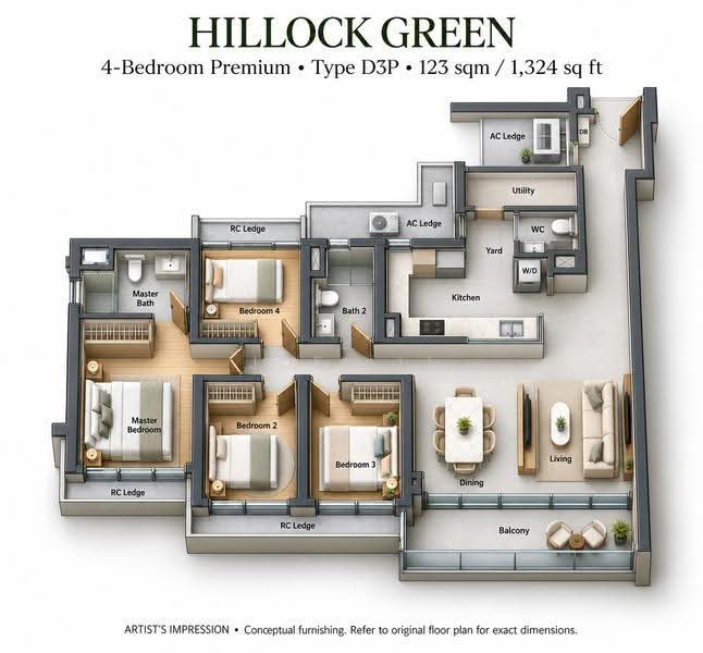 Hillock Green, 22-28 Lentor Central, Mandai / Upper Thomson, 4 Bedrooms, 1,324 sqft, Condominium For Rent, by Joel Li, 500281078 - PropertyGuru.com.sg
