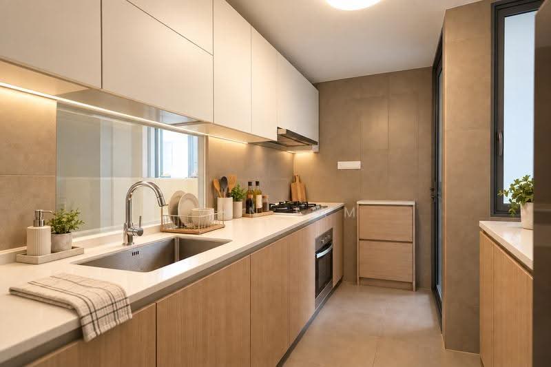 Parc Olympia, 54 Flora Drive, Changi Airport / Changi Village, 4 Bedrooms, 1,872 sqft, Condominium For Sale, by Ivan Lam, 500282996 - Kitchen (ID Rendered) - PropertyGuru.com.sg