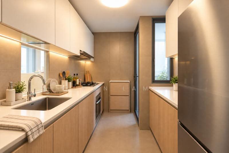 Parc Olympia, 54 Flora Drive, Changi Airport / Changi Village, 4 Bedrooms, 1,872 sqft, Condominium For Sale, by Ivan Lam, 500282996 - Kitchen (ID Rendered) - PropertyGuru.com.sg