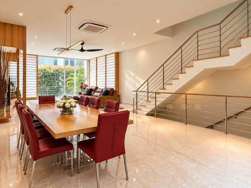 ✸BESIDE PARK✸MODERN DESIGN 2.5-STY+BASEMENT CORNER TER✸1KM OF MARIS STELLA HIGH & CEDAR PRI. SCHOOL✸, Chempaka Avenue Mulberry Belimbing Lichi Angsana Lorong Bunga Jalan Kemboja Butterfly Cedar Kenanga Kee Choe Wan Tho Wangi Siang Kuang Siak Kew Kwong Puay Hee Pheng Geck Pang Seng Setia Mulia Gembira Mesra Muhibbah Hiboran Kemajuan Happy Sennett East, Macpherson / Potong Pasir, 4 Bedrooms, 4,656 sqft, Corner Terrace For Sale, by Damian Tan 陈係赈, 500287405 - Dining - PropertyGuru.com.sg