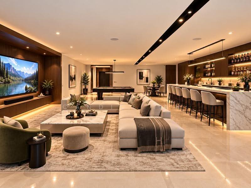 RENOVATED 2.5 STOREY 6 ROOMS ENSUITE | HUGE ENTERTAINMENT BASEMENT, PARK 2 CARS, Siglap road/ upper east coast road/ Kew Drive/ Bedok road, Bedok / Upper East Coast, 6 Bedrooms, 6,500 sqft, Corner Terrace For Sale, by Candice Tan, 500290303 - Basement entertainment room - PropertyGuru.com.sg