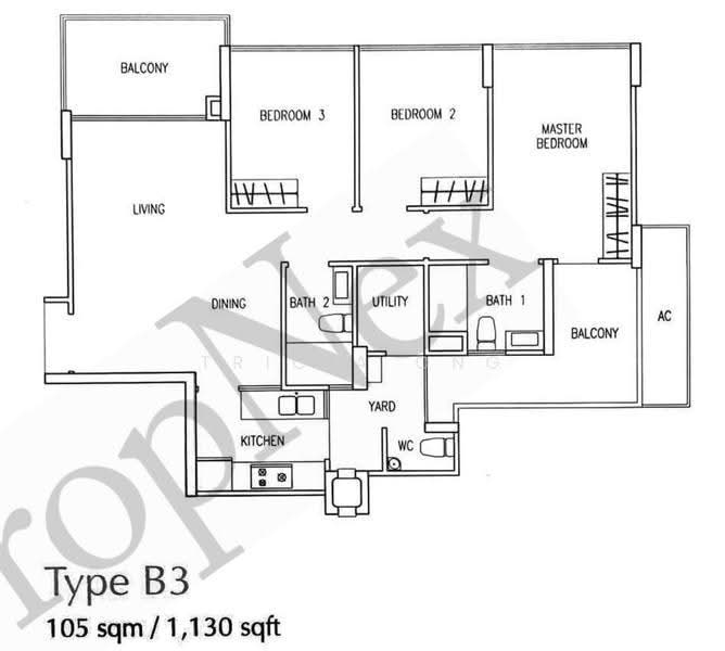 The Tampines Trilliant, 33 Tampines Central 7, Pasir Ris / Tampines, 3 Bedrooms, 1,130 sqft, Condominium For Rent, by Tricia Ong, 500295892 - PropertyGuru.com.sg