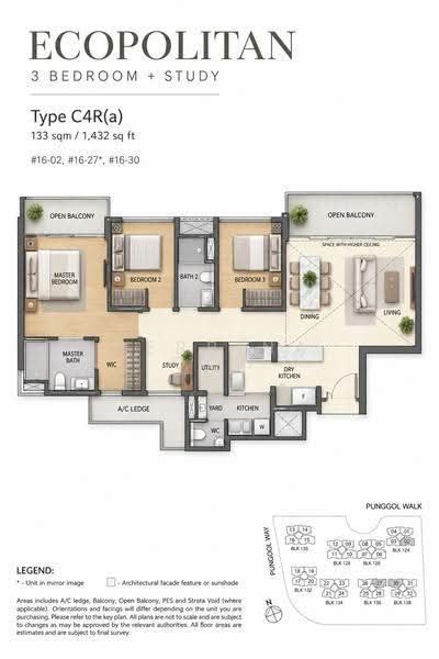 Ecopolitan, 124 Punggol Walk, Hougang / Punggol / Sengkang, 3 Bedrooms, 1,216 sqft, Condominium For Sale, by Serbina Goh, 500296605 - PropertyGuru.com.sg