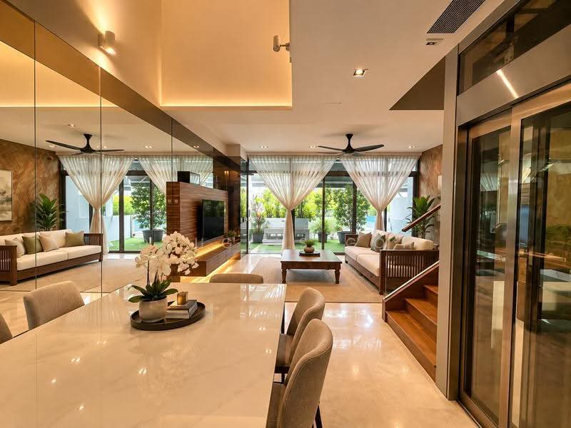 Belgravia Villas, 428 Ang Mo Kio Avenue 5, Seletar / Yio Chu Kang, 5 Bedrooms, 3,584 sqft, Cluster House For Sale, by Douglas Goh, 500296872 - Living Room - PropertyGuru.com.sg
