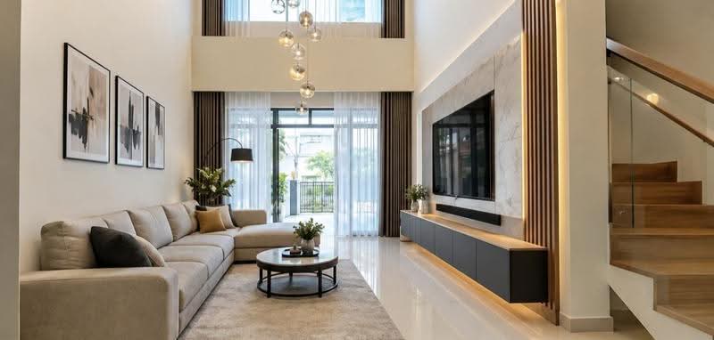 Like New! 3.5stry! High Ceiling! No Split Level, Kembangan MRT, Eunos / Geylang / Paya Lebar, 5 Bedrooms, 5,000 sqft, Terraced House For Sale, by Ming !, 500302496 - Living Room - PropertyGuru.com.sg