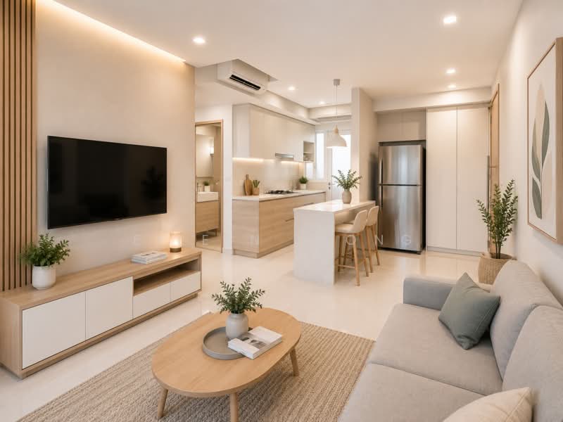 Waterview, 89 Tampines Avenue 1, 2 Bedrooms, 786 sqft, Condominium For Sale, by Eileen Leong, 60003223 - Living Room - For Illustration Only - PropertyGuru.com.sg