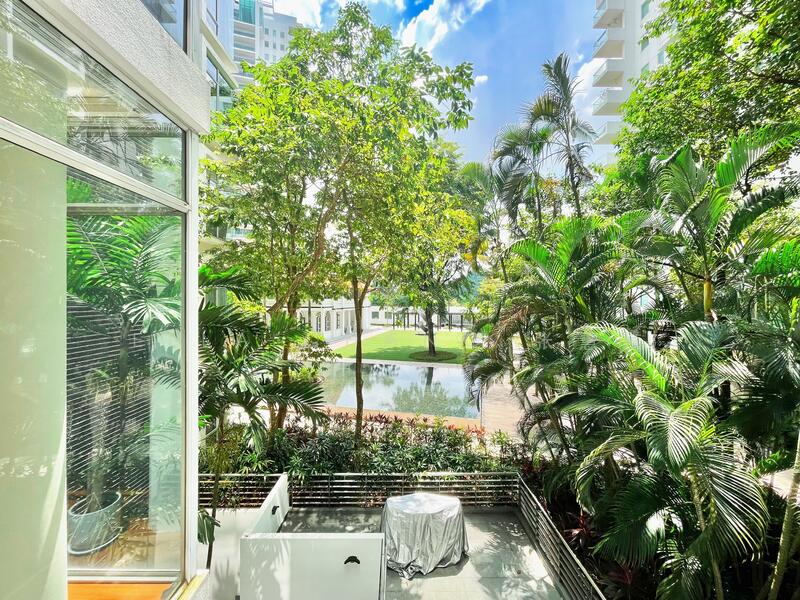 Framed by greenery