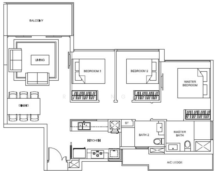 Parc Centros, 82 Punggol Central, 3 Bedrooms, 991 sqft, Condominium For Rent, by Ryan Ngan, 60045158 - PropertyGuru.com.sg