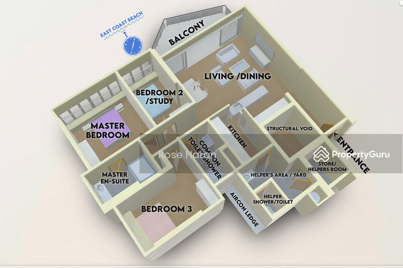 Beautiful Silversea - 3 bedroom south east facing. Marine Parade, District 15 near East Coast Park