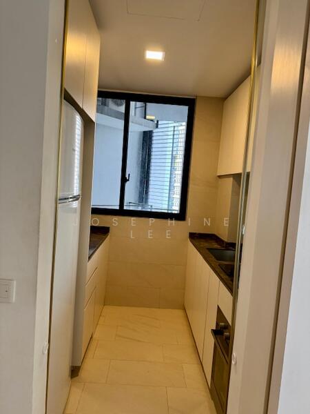 Enclosed kitchen with gas and induction stove