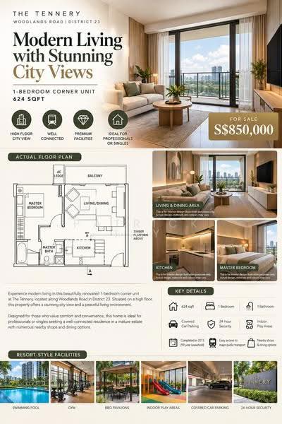 The Tennery, 3 Woodlands Road, Dairy Farm / Bukit Panjang / Choa Chu Kang, 1 Bedroom, 624 sqft, Condominium For Sale, by Patrick Tay, 60123395 - Master Bedroom - PropertyGuru.com.sg