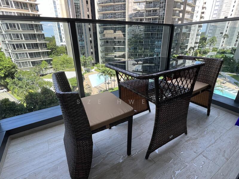 Balcony with pool view