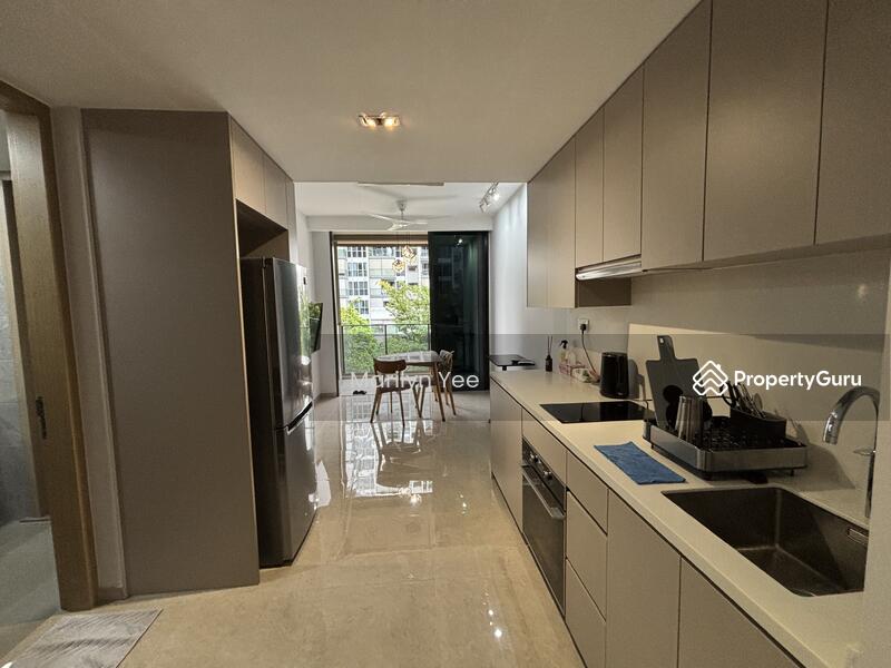 Kitchen, living, dining and balcony
