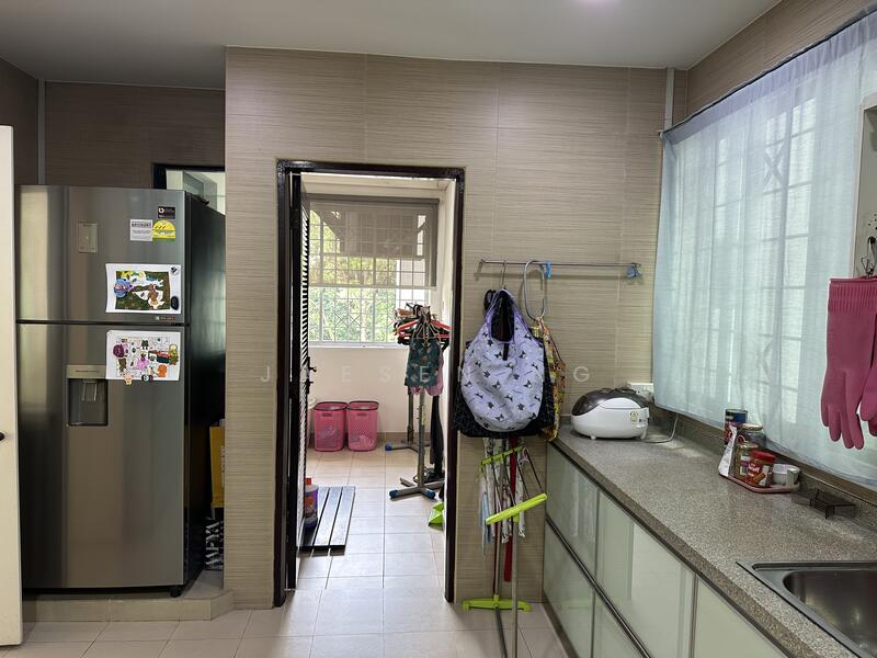Kitchen leading to yard