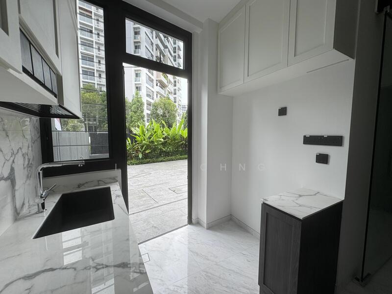 Kitchen opens up to a spacious back yard