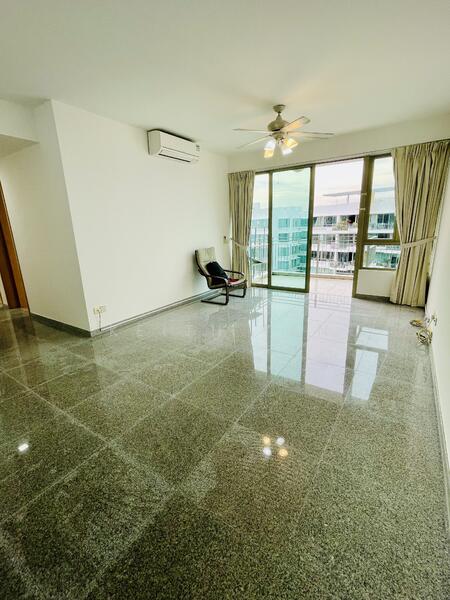 Living Opens up to Balcony with Poolview