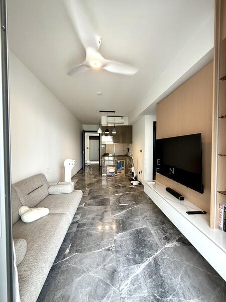 Living room with sofa and TV TV console