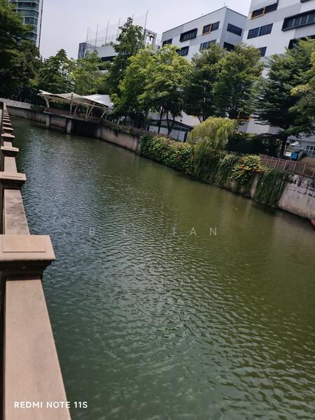 Water channel side walk way to parks 