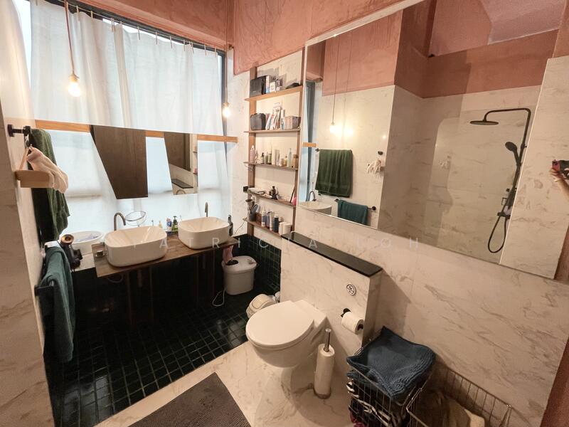 Master ensuite bathroom fitted with his-and-hers sinks.