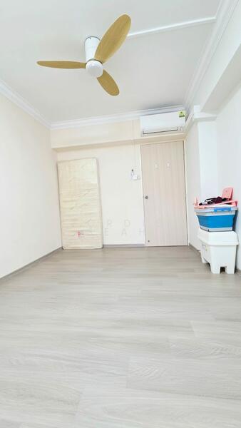with new single bed and wardrobe