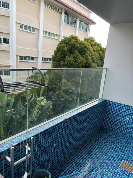 Balcony with pool attached 