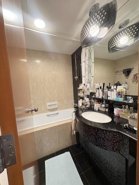 Master bathroom with bath tub