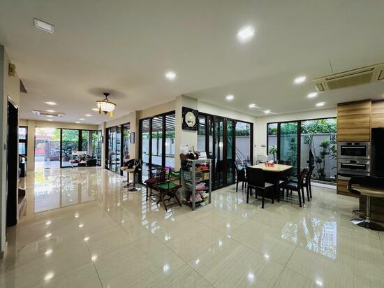 Resort living with trees, pond, patio, roof terrace, modern design, for 3 generations