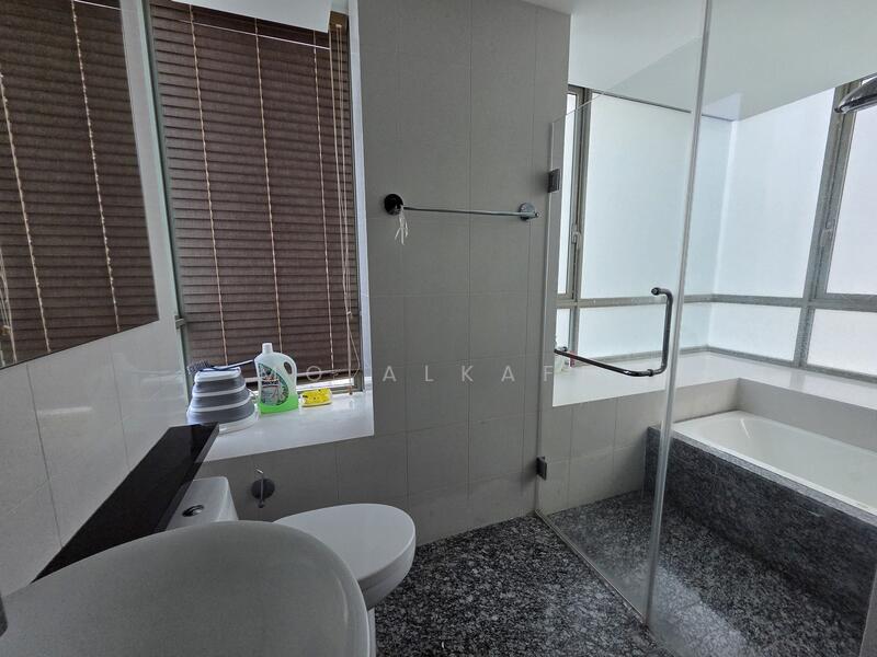 Master bathroom with bathtub