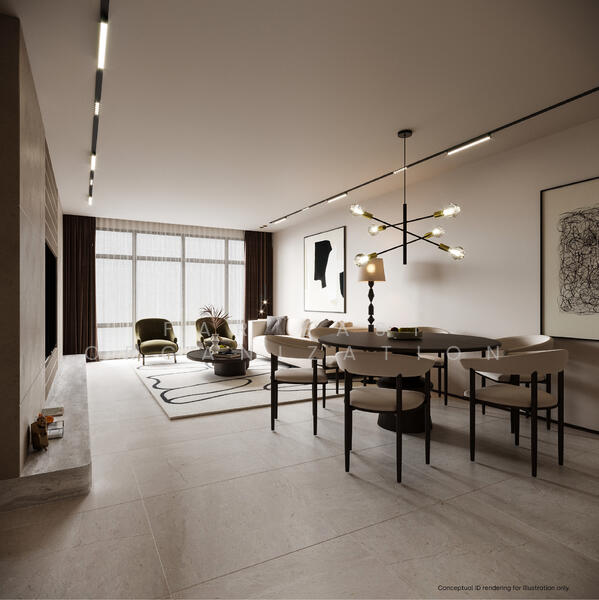 Conceptual ID render - Living Dining