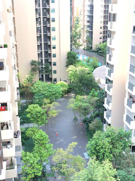 Pleasant pool view of next door condo