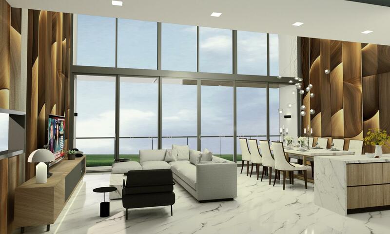 ⭐️⭐️LANDED7772@ Wide Frontage 5BR Ensuite Semi D with Lift and Pool Bayshore MRT, Sennett Lucky Heights Bayshore, 5 Bedrooms, 8,050 sqft, Semi-Detached House For Sale, by Ivan Chng, 60187351 - Elevated Living Dining Area - Artist Impression - PropertyGuru.com.sg