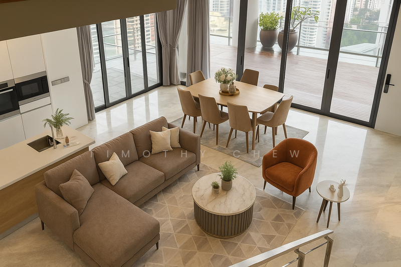 Top Down View Staircase to Kitchen (For AI-Generated Purpose Only)