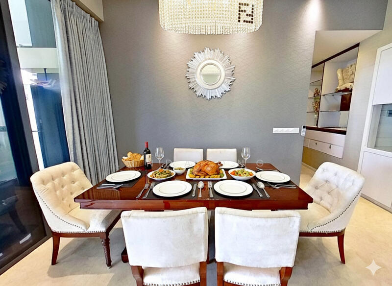 Generous dining space .