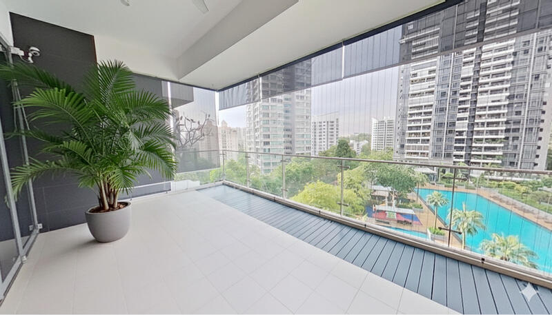 Balcony with refreshing pool view