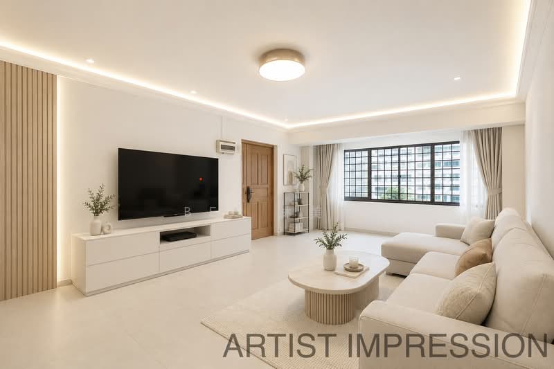 14 Eunos Crescent, 14 Eunos Crescent, 3 Bedrooms, 1,259 sqft, HDB Flat For Sale, by Bee 林美玲, 60195277 - Living Room (ARTIST IMPRESSION) - PropertyGuru.com.sg
